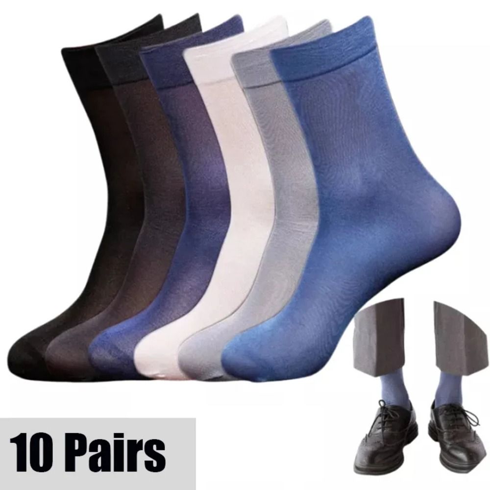 Silk Sock Bamboo - 10 คู่ใหม่ถุงเท้าผ้าไหมน้ำแข็งสำหรับผู้ชายที่ระบายอากาศได้นุ่มยืดหยุ่นถุงเท้าบางเฉียบถุงเท้าเส้นใยไม้ไผ่