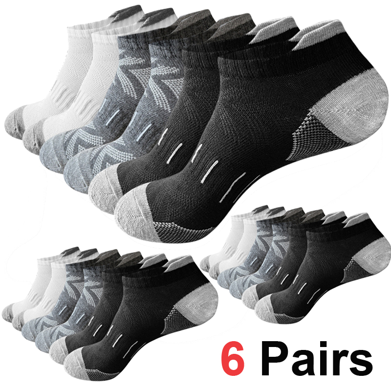 Ankle Sock Low Cut - ถุงเท้าข้อสั้นแบบมีเบาะรองรับ 6 คู่ ระบายอากาศได้ดี ซับเหงื่อ พร้อมรองรับอุ้งเท้า