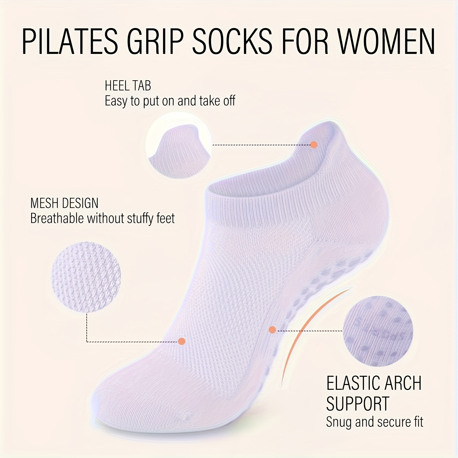 ถุงเท้าพิลาทิสแบบมีกันลื่นสำหร - Grip Sock Yoga บทวิจารณ์และราคา